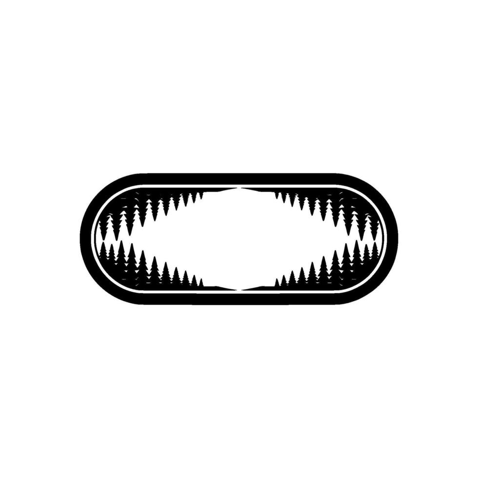 Abstract Forest Silhouette, Minimalist Oval Emblem vector