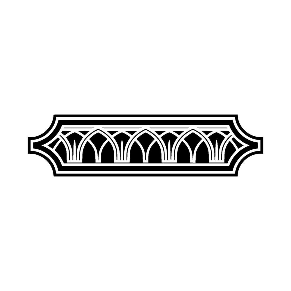 Gothic Arch Ornament, Detailed Black and White vector