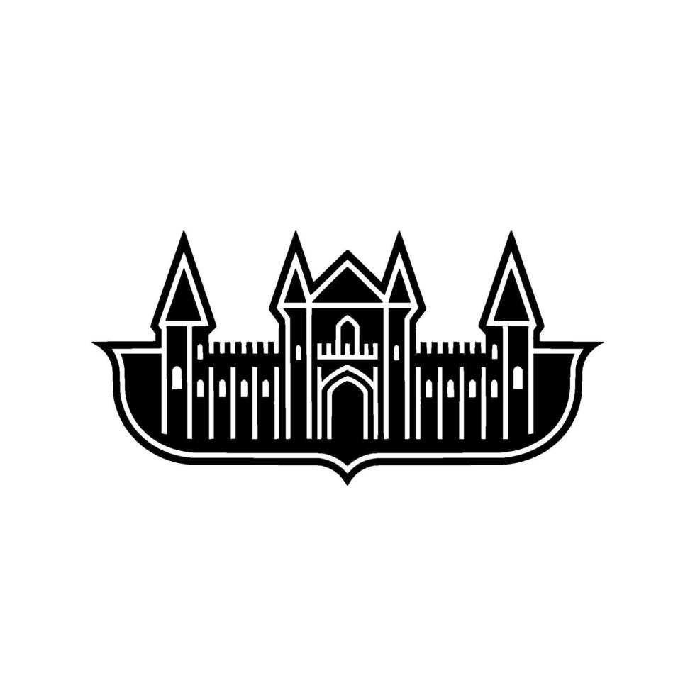 Gothic Castle Silhouette, Minimalist Emblem vector