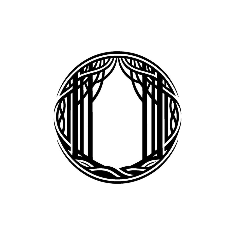 Tribal Forest Portal, Geometric Silhouette vector
