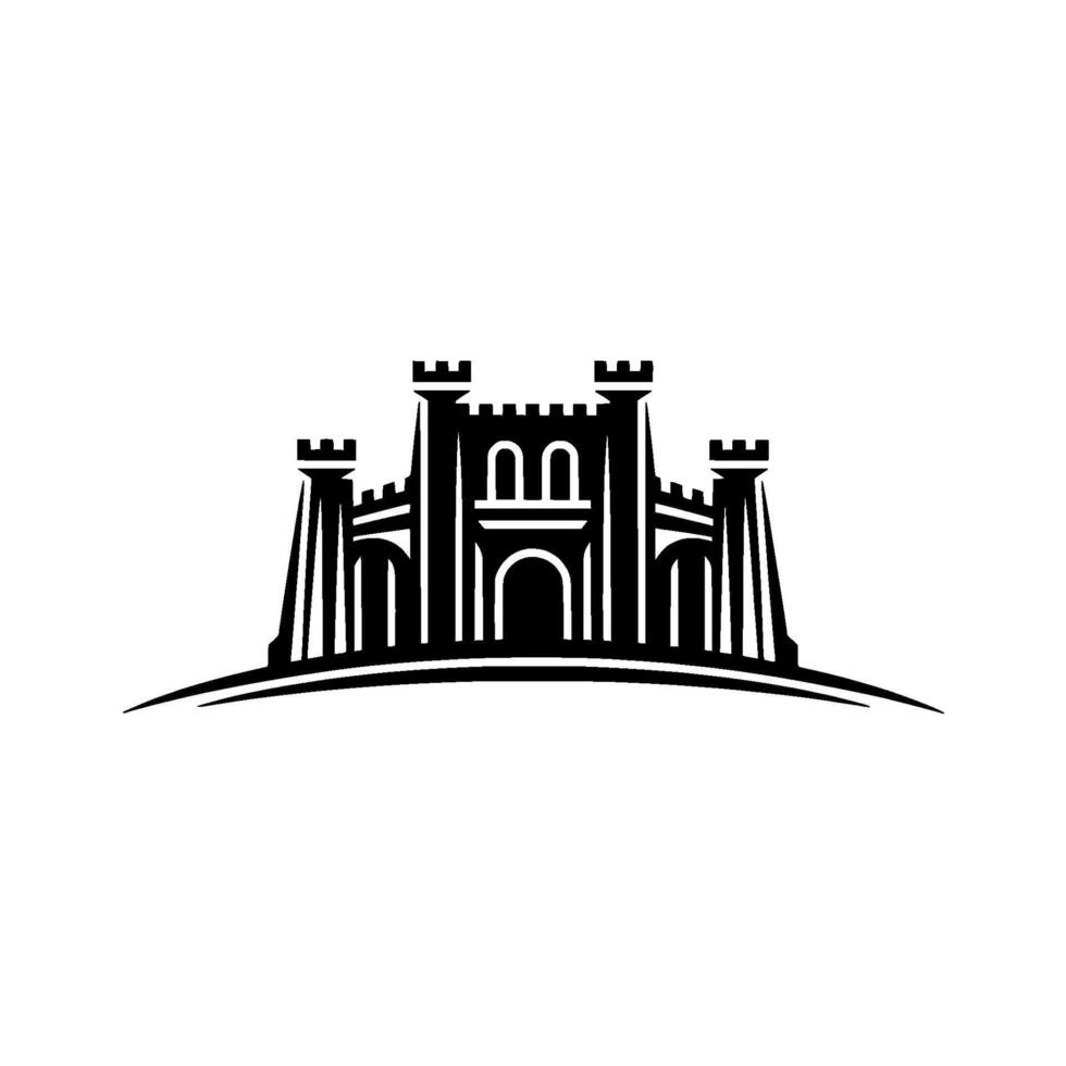 Gothic Fortress Silhouette, Minimalist Emblem, Castle vector