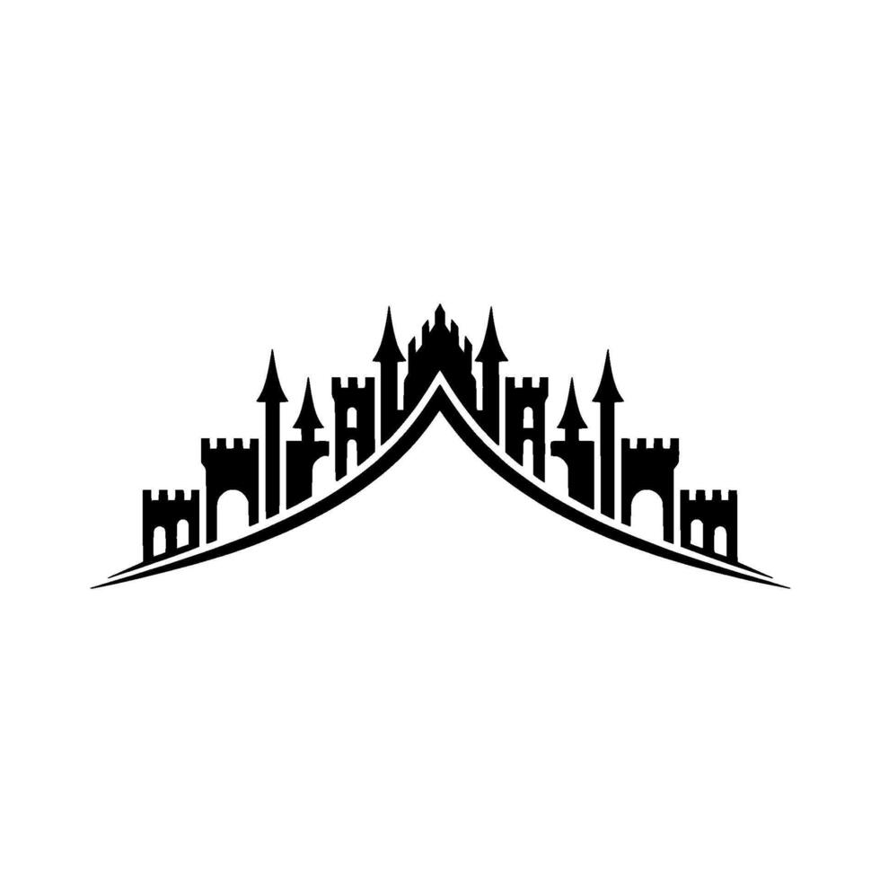 Gothic Castle Silhouette, Rising Peak, Minimalist vector