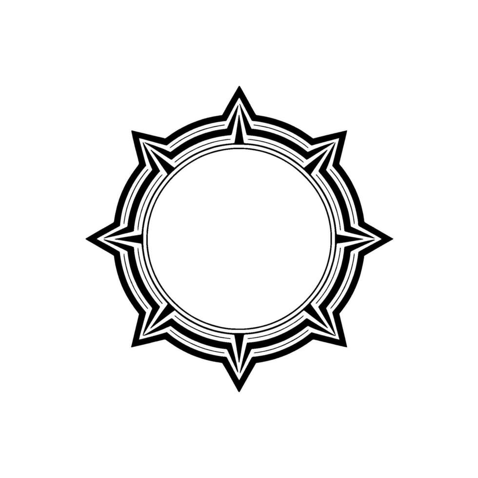 Geometric Starburst Frame, Minimalist - Outline vector