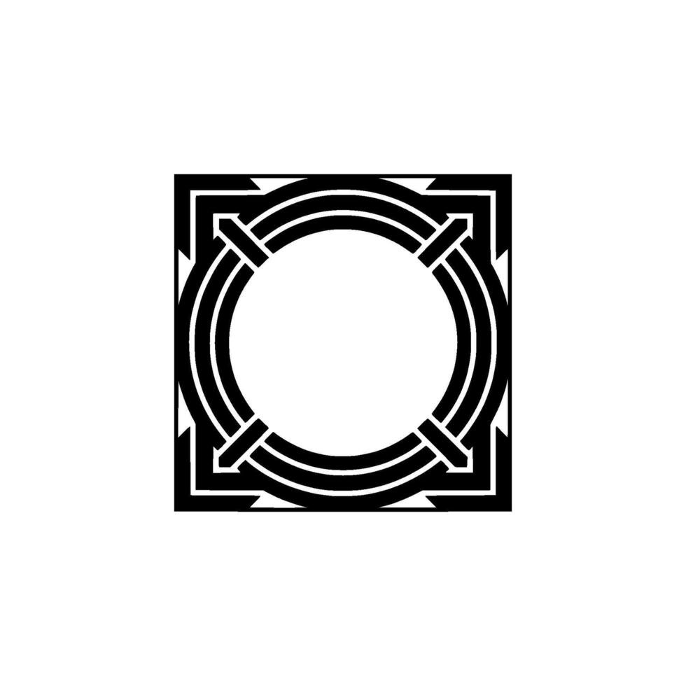 Geometric Ornament, Circular Frame, Minimalist vector