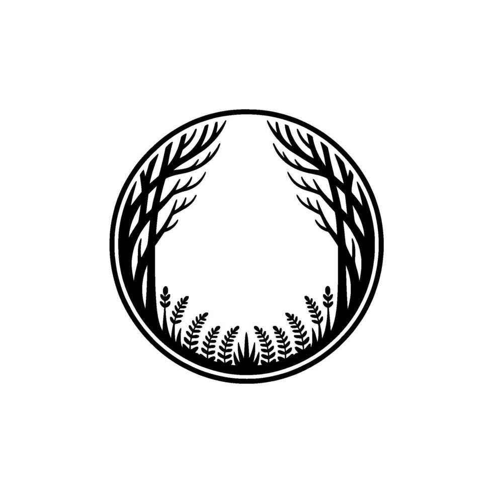 Circular Forest Emblem, Natural Harmony, Minimalist vector