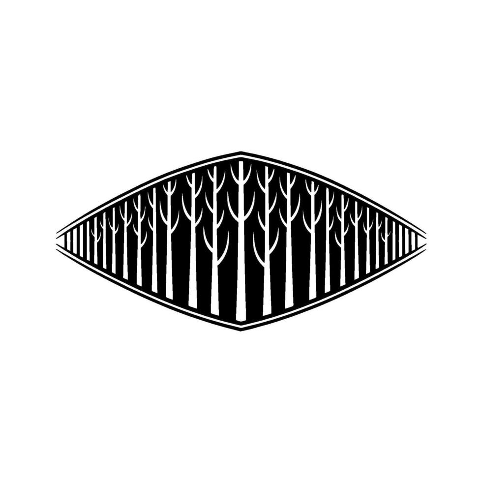 Geometric Forest Silhouette, Minimalist Emblem vector