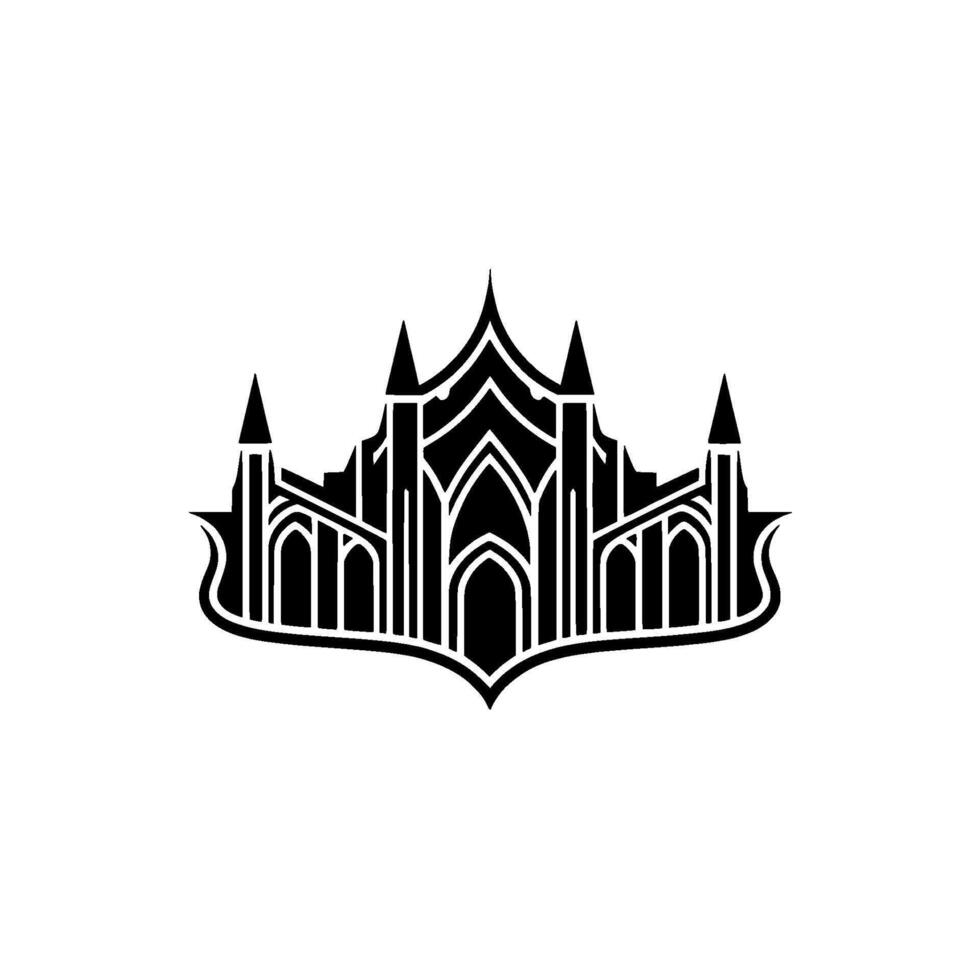 Gothic Cathedral Silhouette, Regal Emblem, Minimalist vector