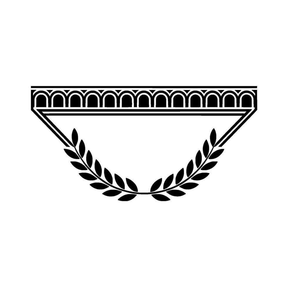 Geometric Laurel Emblem, Vintage vector
