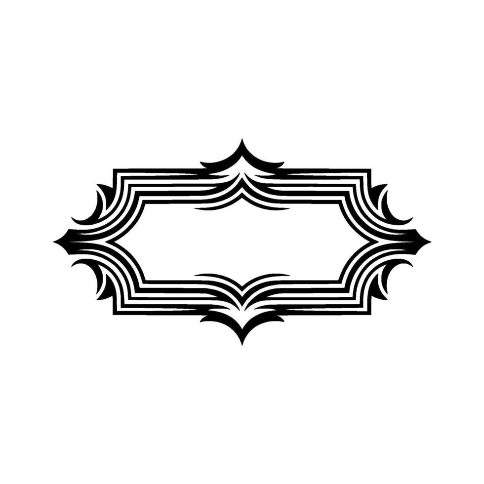 Intricate Black Frame, Stylized Ornamentation, Minimalist vector