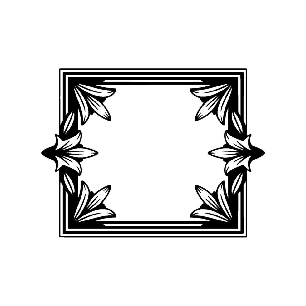 Elegant Floral Frame, Vintage Style, Minimalist vector