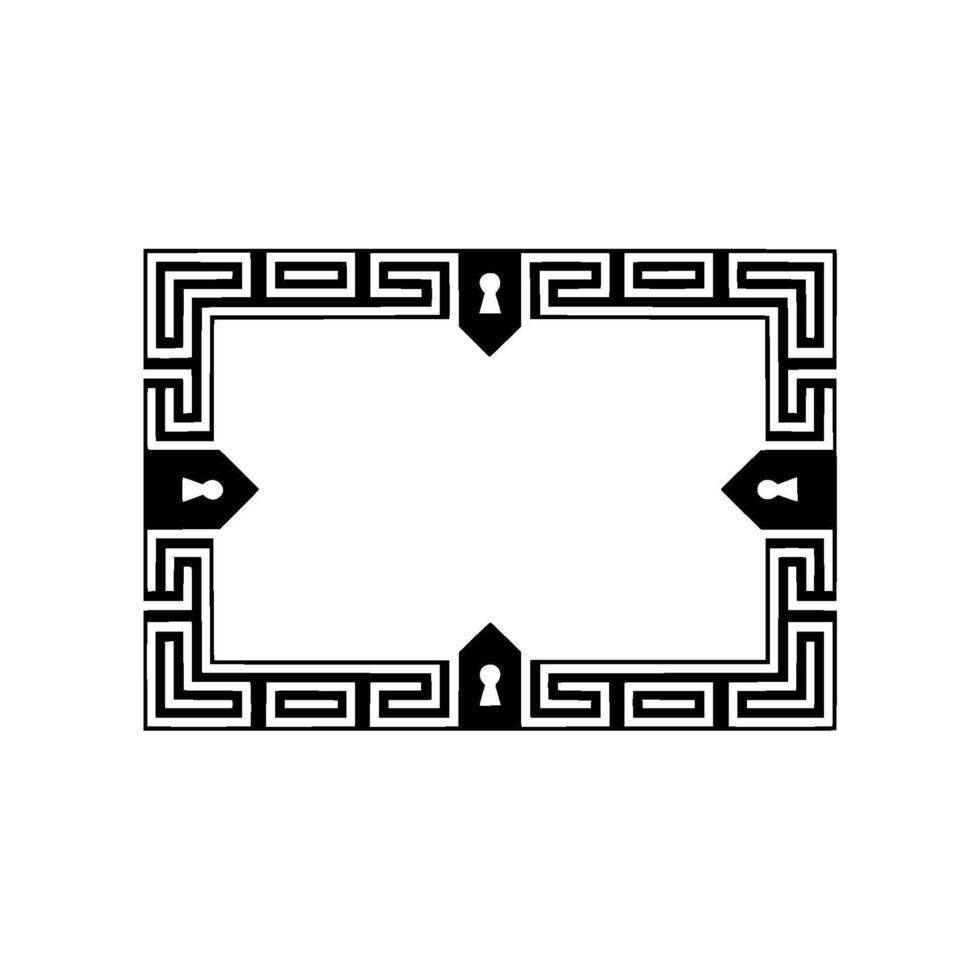 Geometric Lock Frame, Classical, Minimalist Border vector