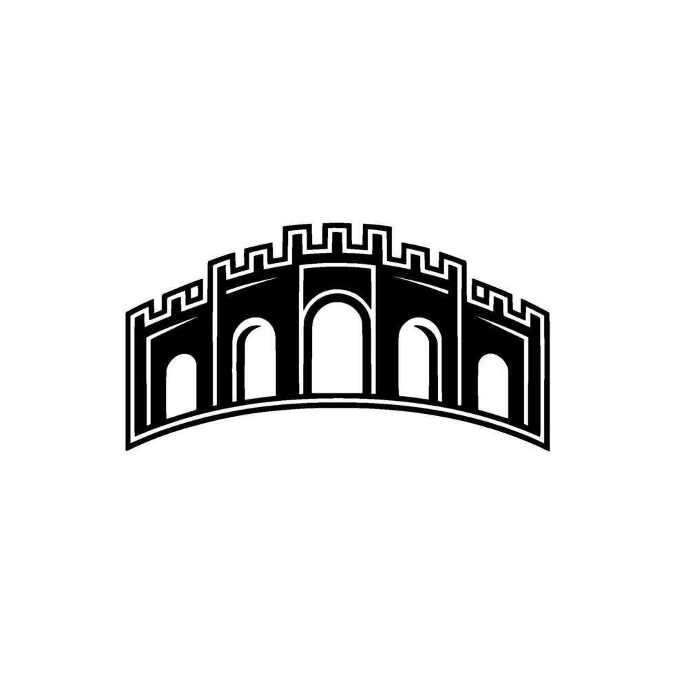 Minimalist Fortress Silhouette, Protective Shield vector