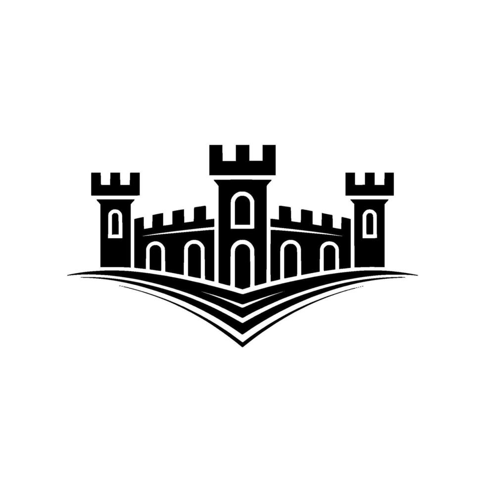 Stark Fortress Silhouette, Minimalist Emblem vector