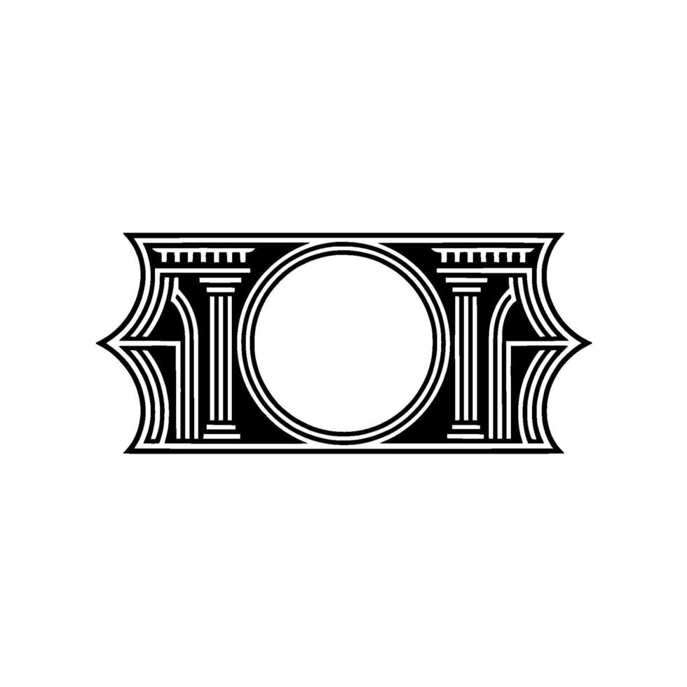 Art Deco Circle Emblem, Geometric, Vintage Style vector