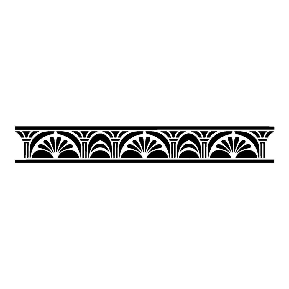 Art Deco Floral Border, Elegant Black White vector