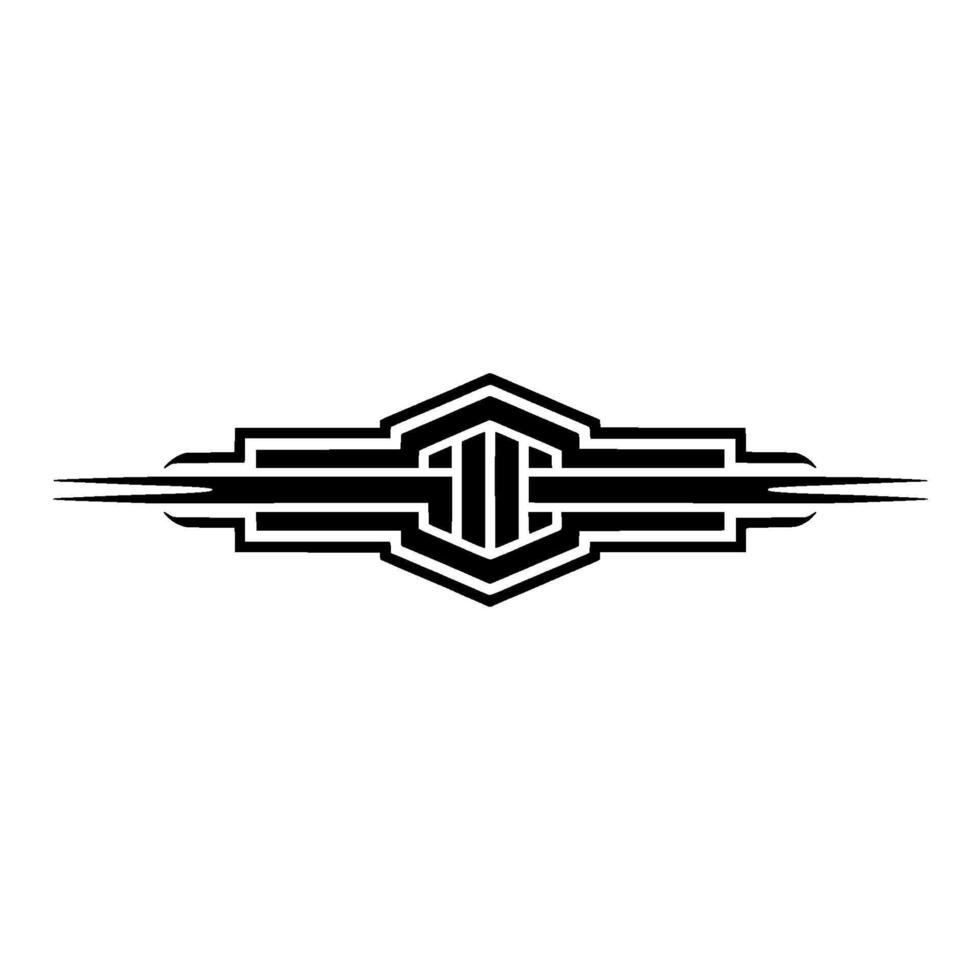 Geometric Deco Emblem, Streamlined, Vintage Aesthetic vector