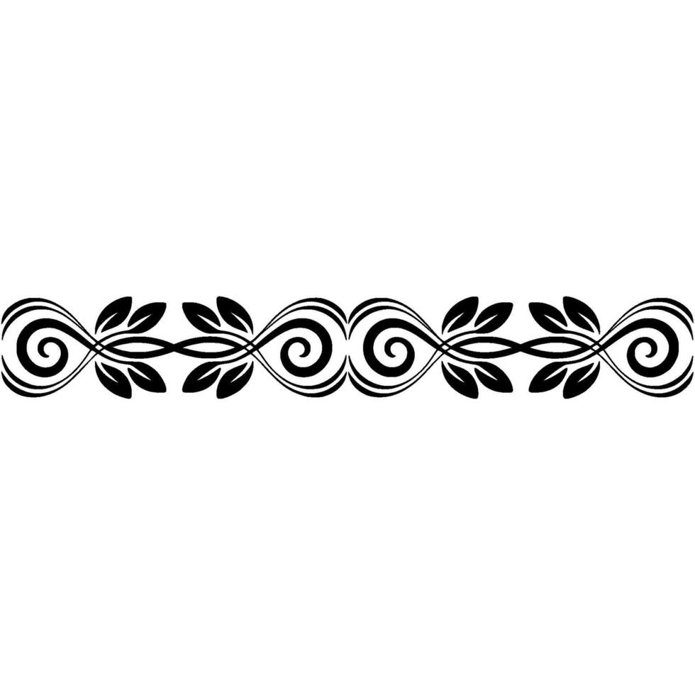 Elegant Black Floral Border, Vintage Element, Swirl vector