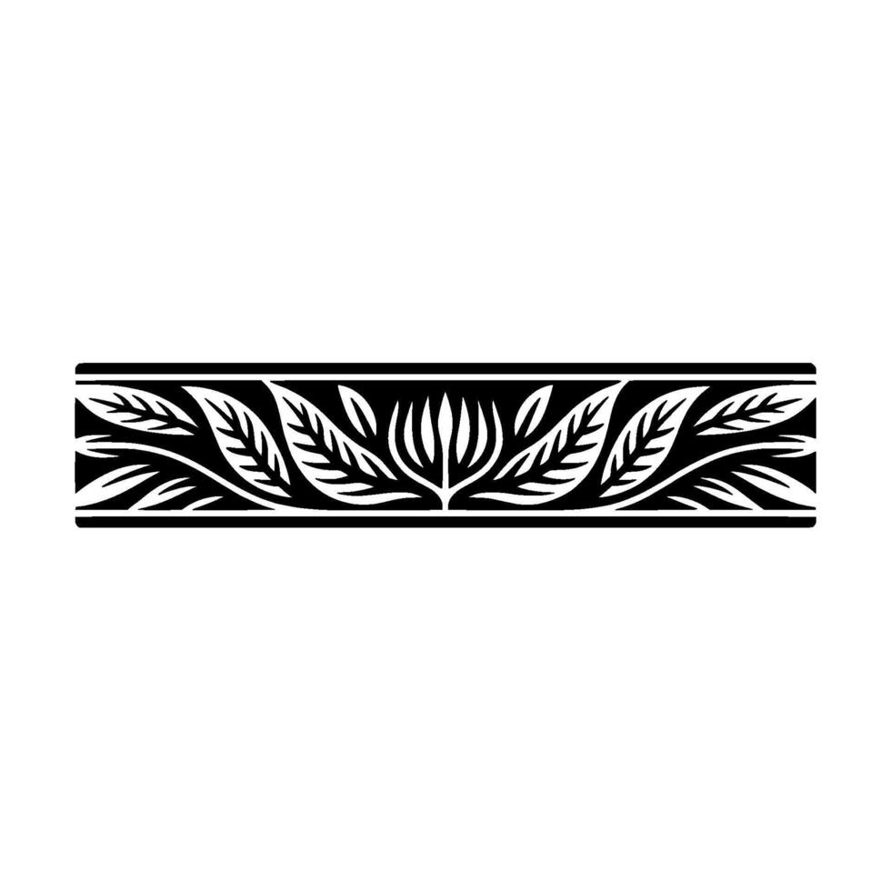 Stylized Leaf Border, Vintage Botanical Illustration vector