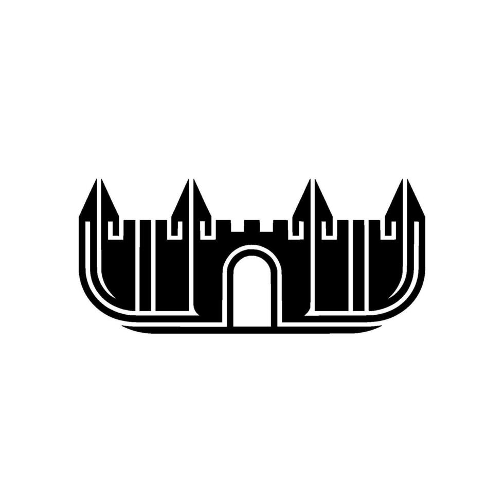 Geometric Fortress Silhouette, Minimalist vector