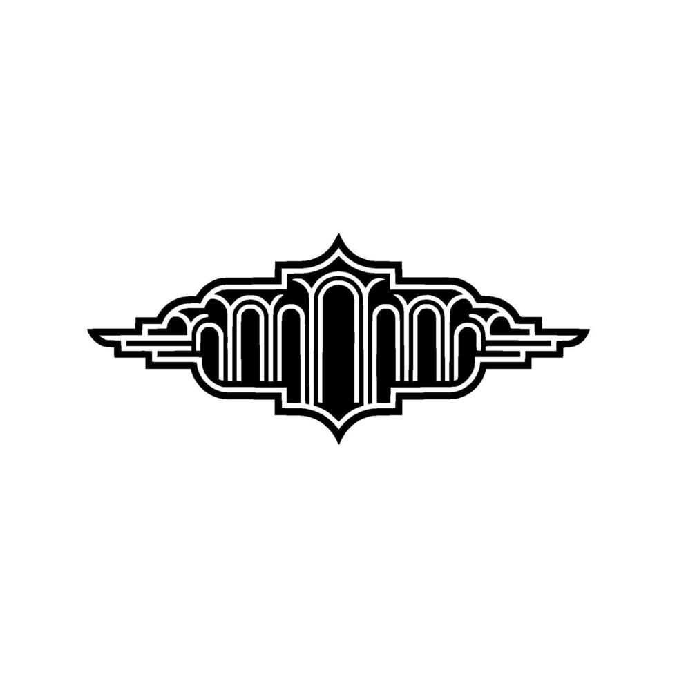 Art Deco Crest Geometric Ornament, Vintage Elegance, Luxury vector
