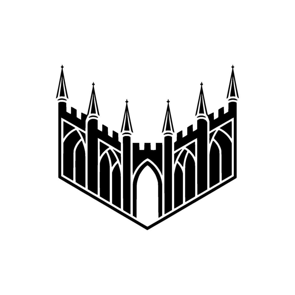 Gothic Cathedral Silhouette, Minimalist Emblem vector