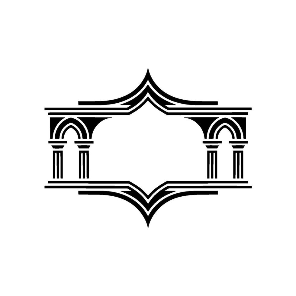 Geometric Archway Emblem, Vintage Style, Minimalist, Frame vector