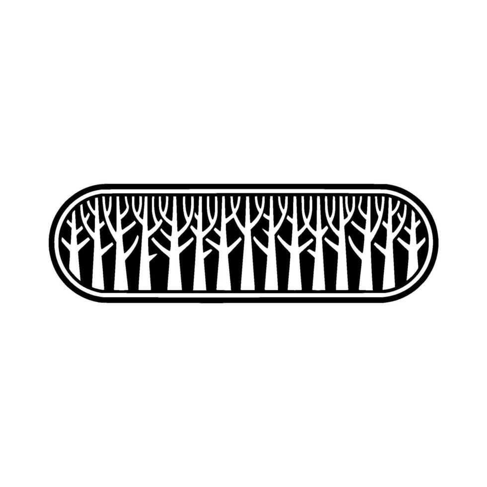 Minimalist Forest Silhouette, Circular Emblem - Trees vector