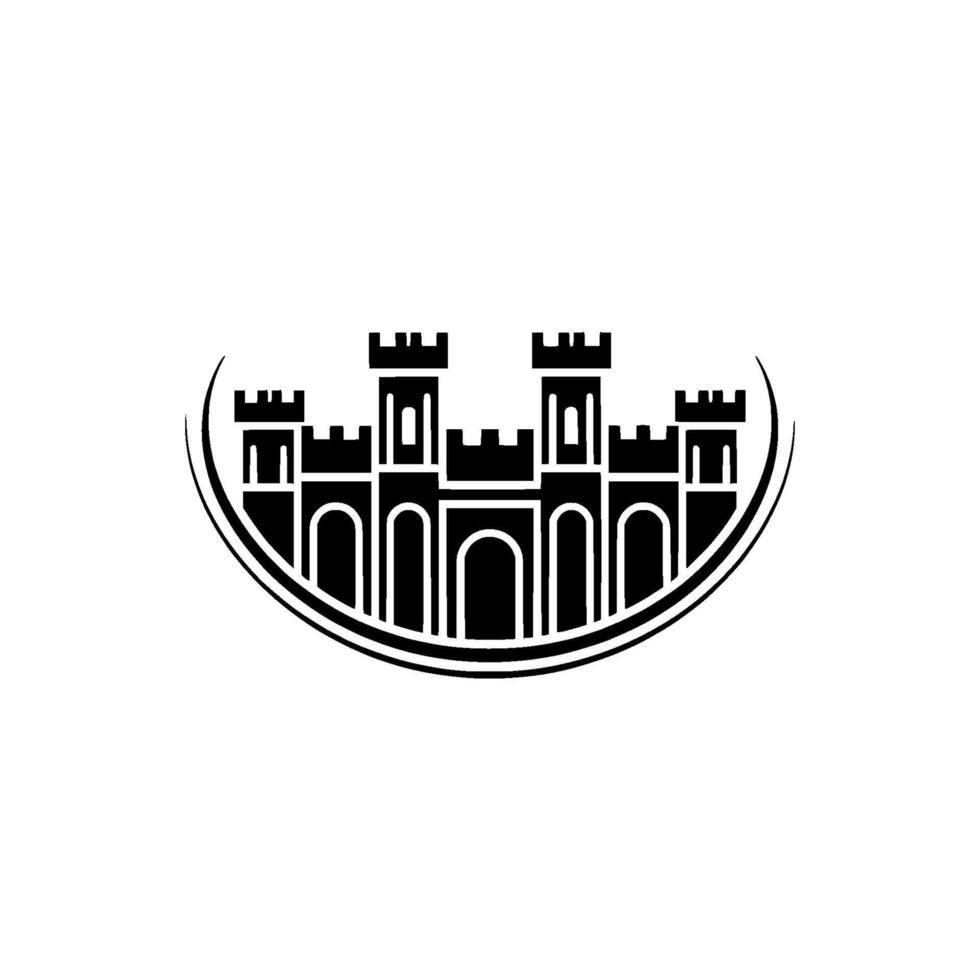 Stylized Castle Silhouette, Minimalist Emblem vector