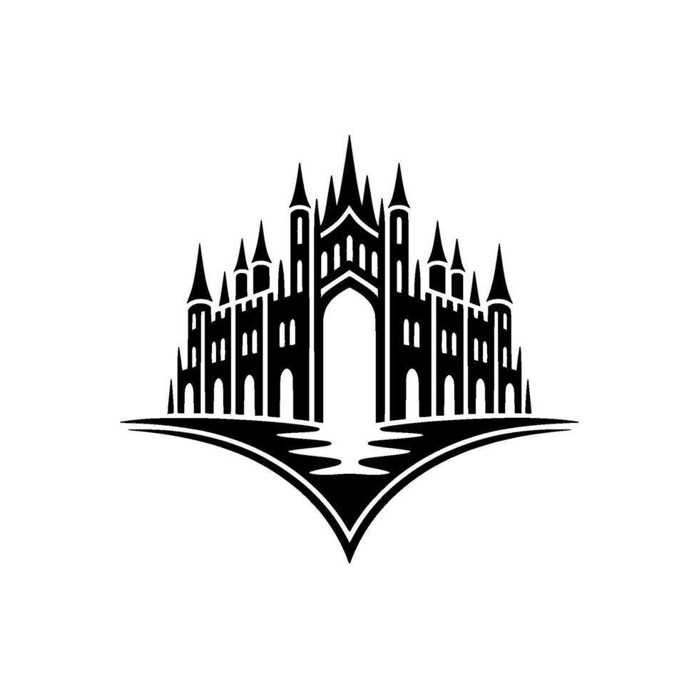 Gothic Castle Silhouette, Regal Emblem, Minimalist vector