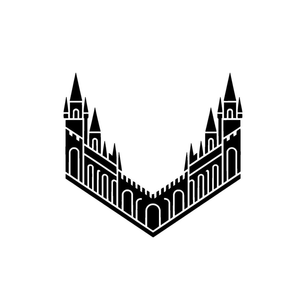 Geometric Fortress Emblem, Minimalist, Castle vector