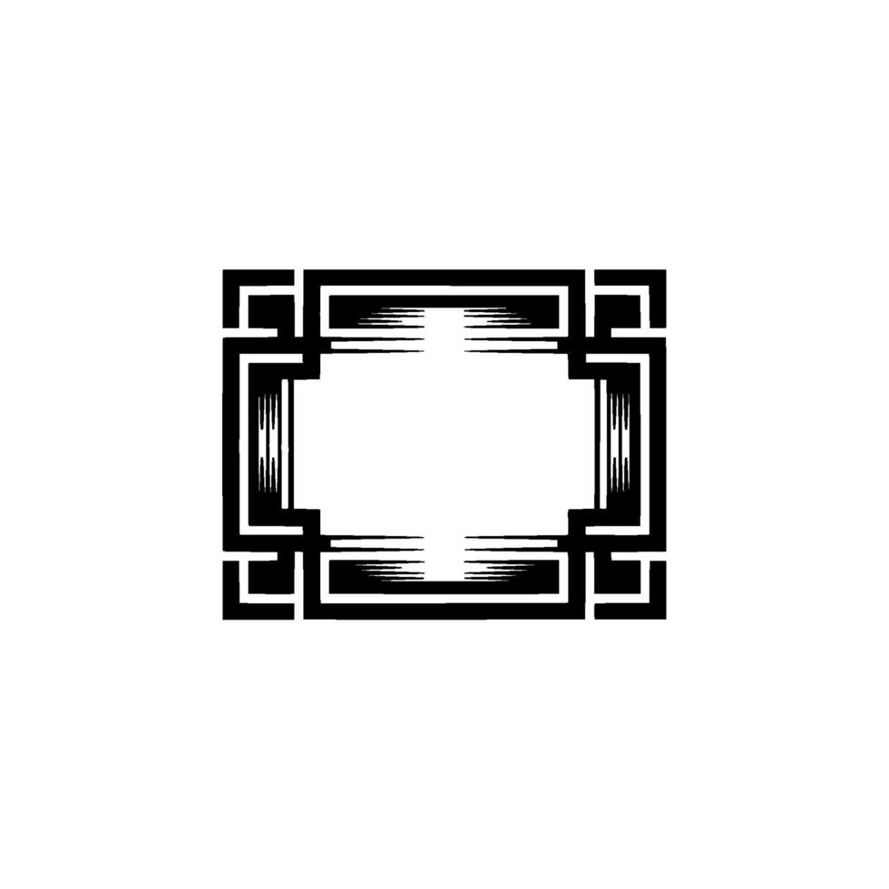 Geometric Deco Frame, Minimalist, Elegant Border, - Symmetry vector