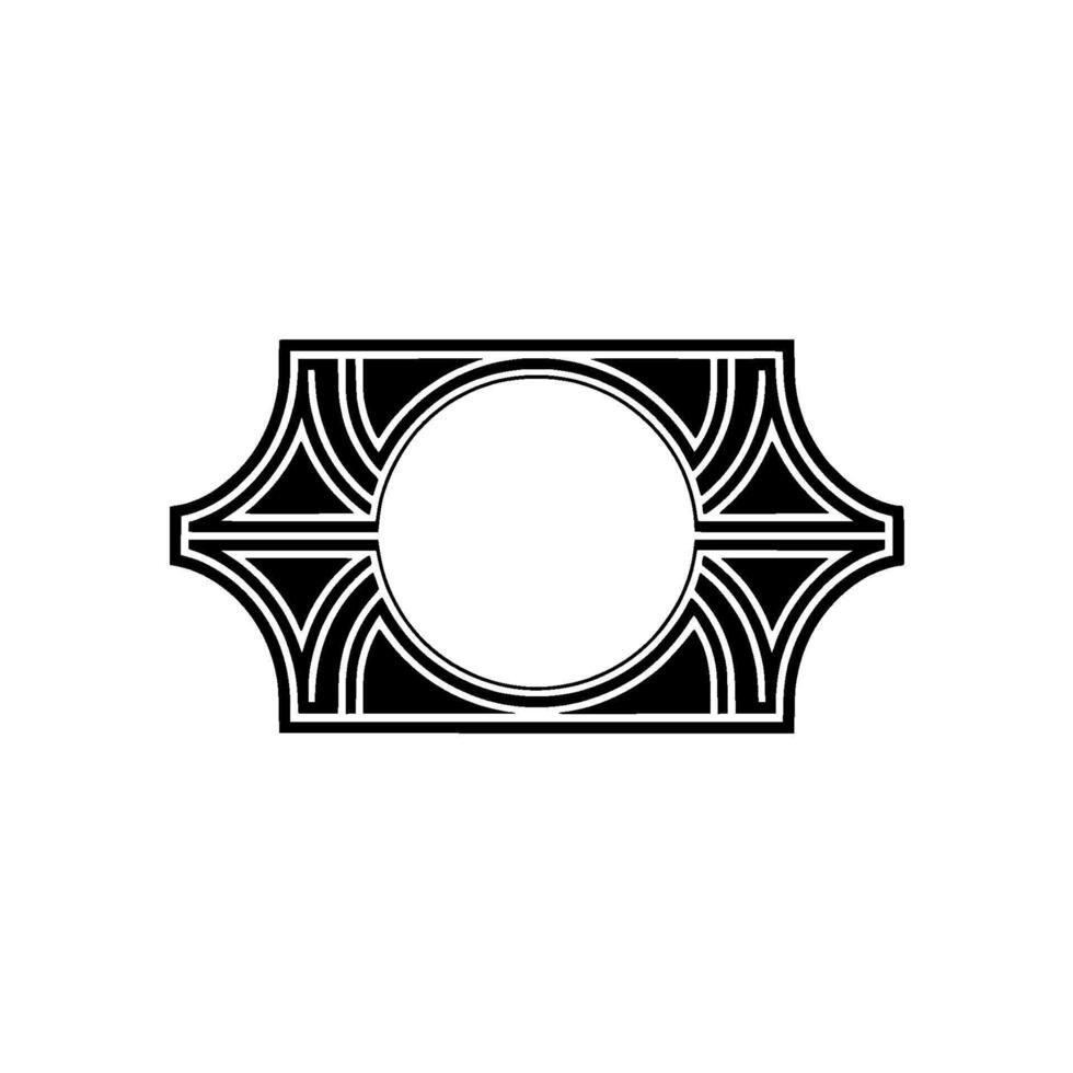 Geometric Deco Frame, Minimalist, Elegant Outline, Circular vector