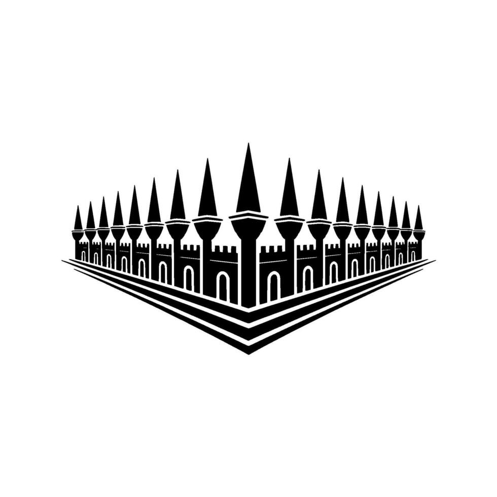Geometric Fortress, Minimalist Defense, Strategic Silhouette vector