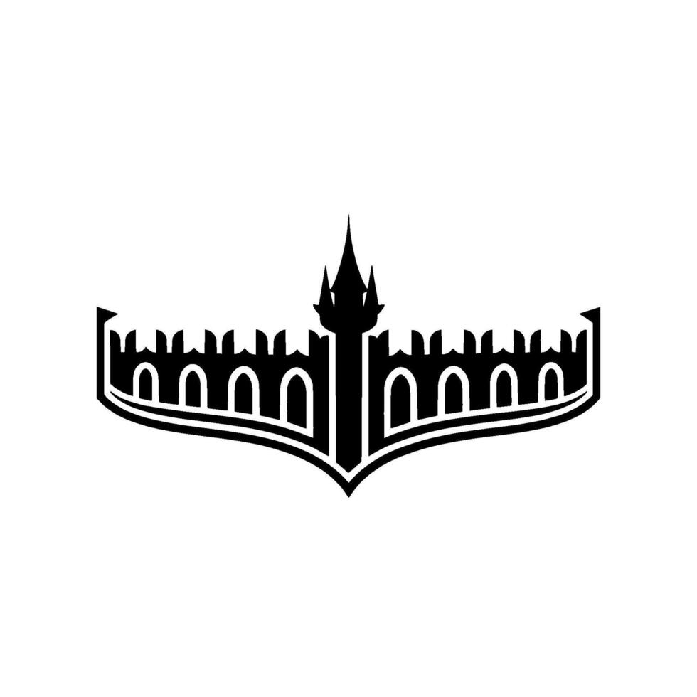 Fortress Silhouette, Protective Shield, Modern Emblem, Castle vector