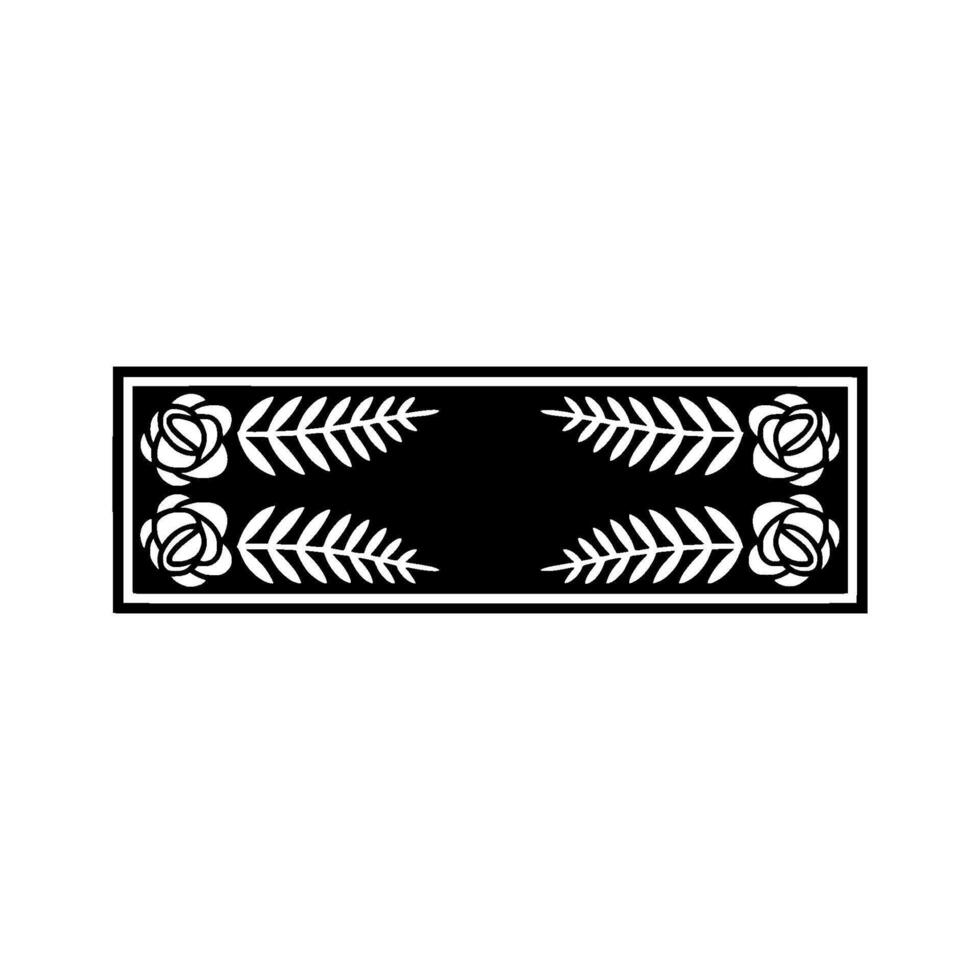 Elegant Black White Botanical Border - Floral vector