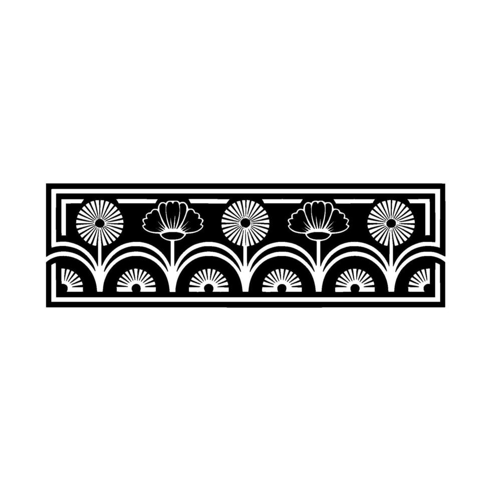 Art Deco Floral Border, Geometric, Elegant Ornamentation vector