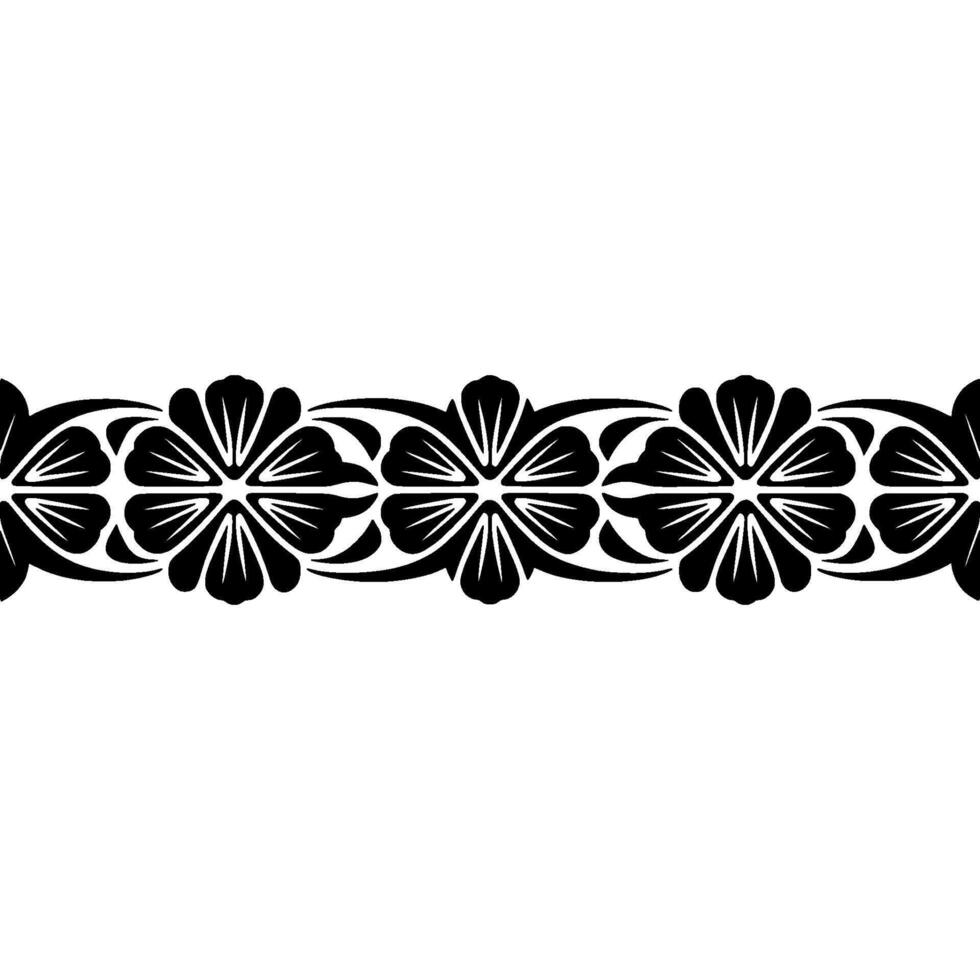 Elegant Floral Border, Stylized Black and White vector