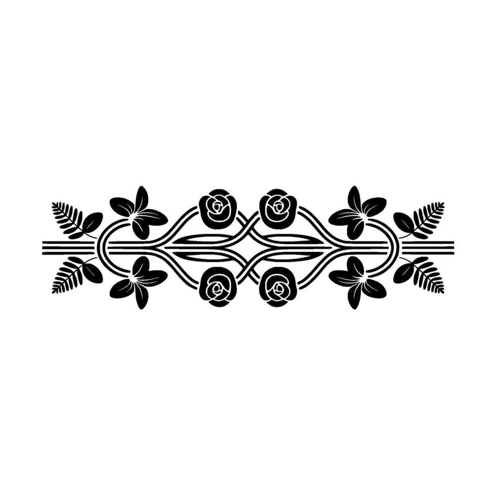 Elegant Floral Border, Vintage, Decorative Element - Symmetrical vector