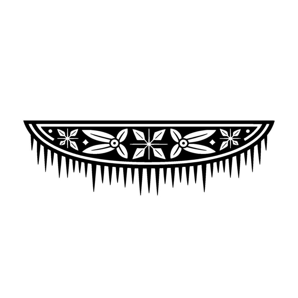 Geometric Tribal Ornament, Black White, Stylized Border vector