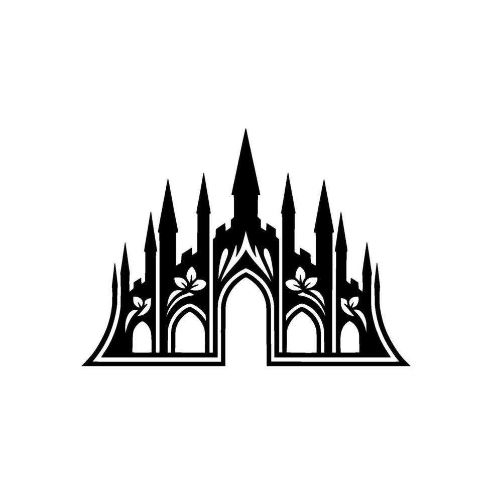 Gothic Archway Castle Silhouette, Elegant Portal vector