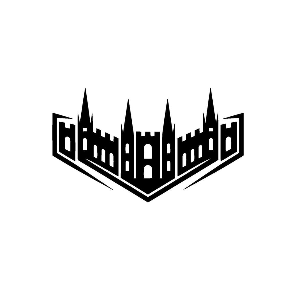 Gothic Fortress Silhouette, Minimalist Emblem - Castle vector