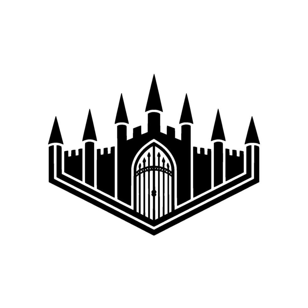 Gothic Fortress Emblem, Regal Symbol, Protective vector