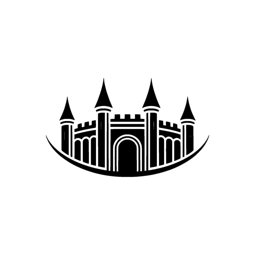 Regal Fortress Emblem, Minimalist Silhouette - Castle vector