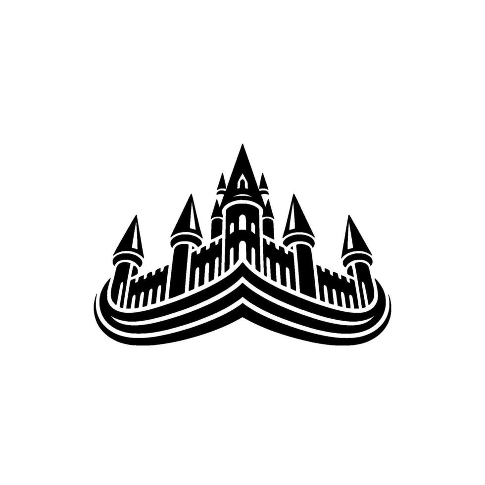 Regal Fortress Silhouette, Minimalist Emblem, Castle vector