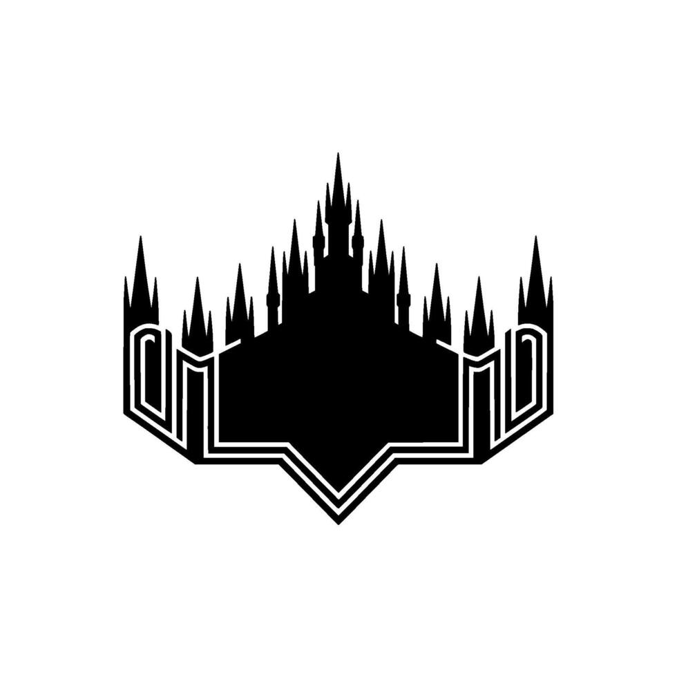 Gothic Fortress Emblem, Sharp Silhouette, Dark Fantasy vector