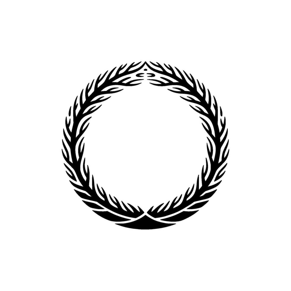 Intricate Laurel Wreath, Minimalist Emblem, Circular vector
