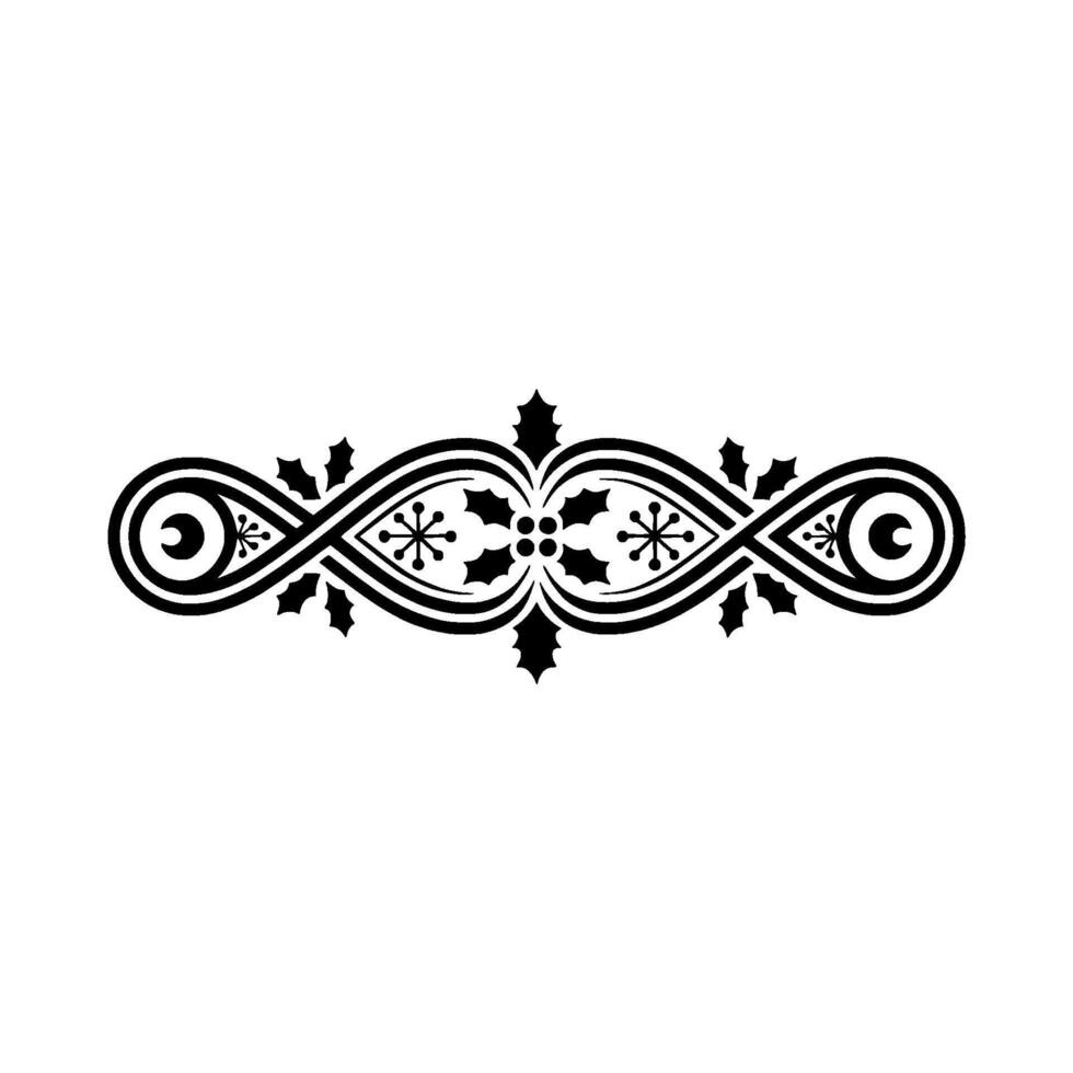 Elegant Black Holly Border, Vintage Festive vector