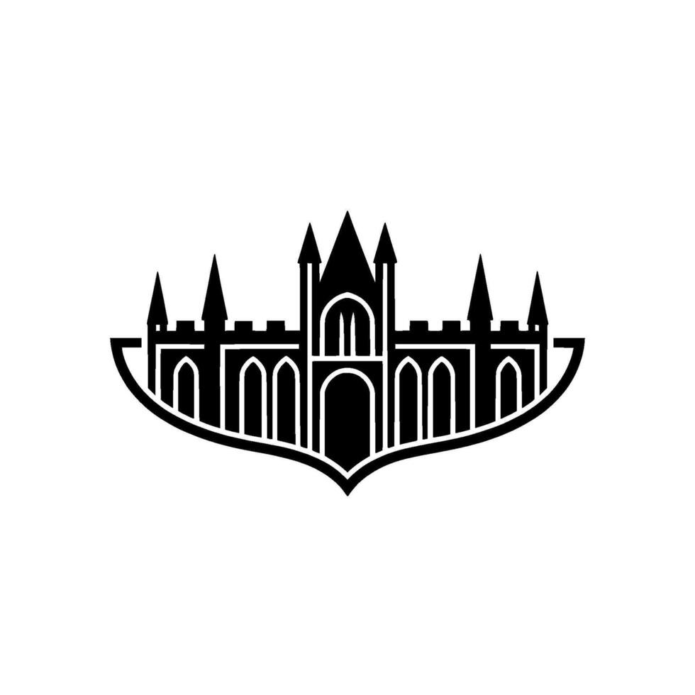 Gothic Castle Silhouette, Minimalist Emblem, Regal Symbol, Outline vector