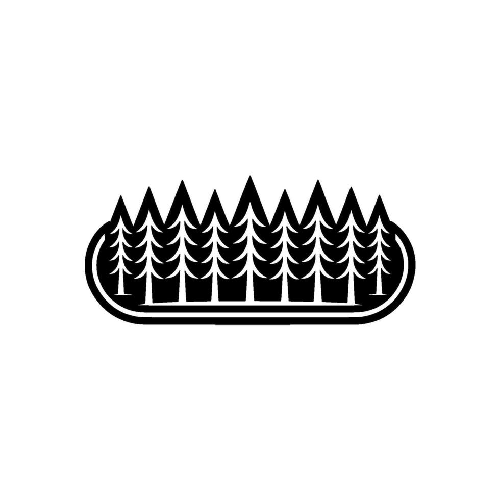 Minimalist Forest Silhouette, Tranquil Landscape Emblem - Trees vector