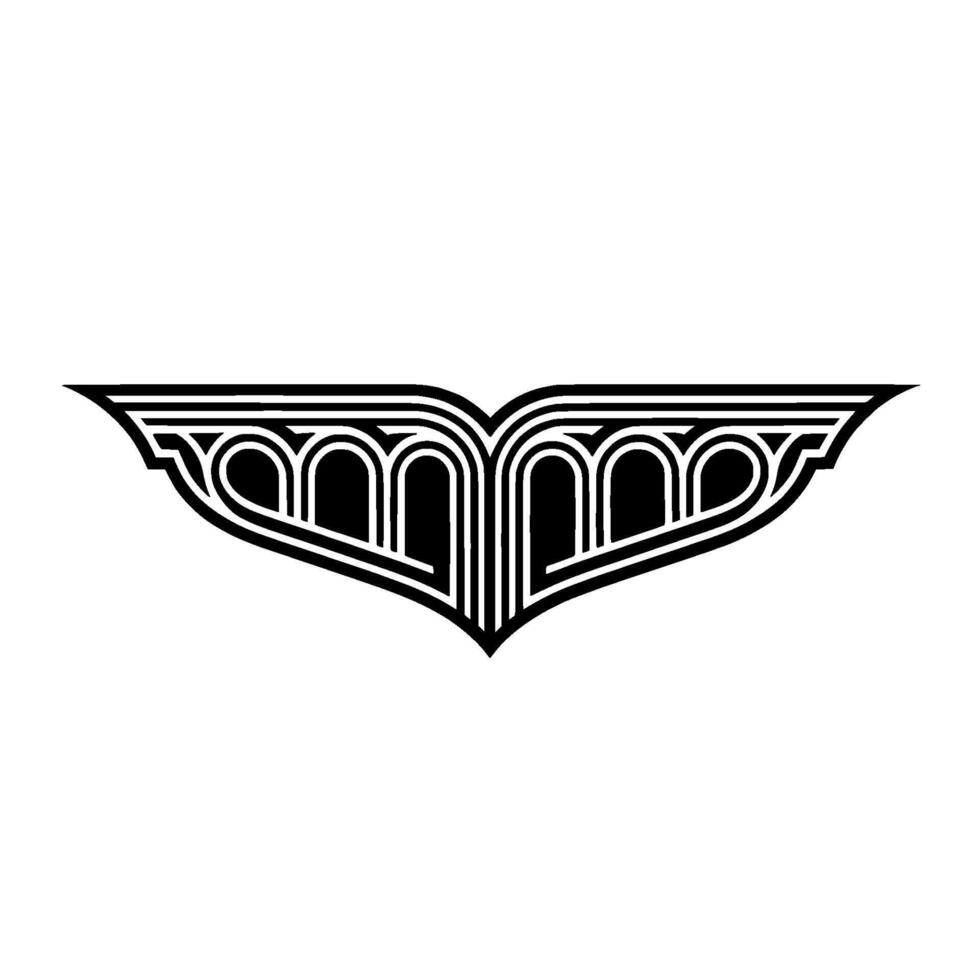 Art Deco Wing Emblem - Geometric, Minimalist, Vintage vector